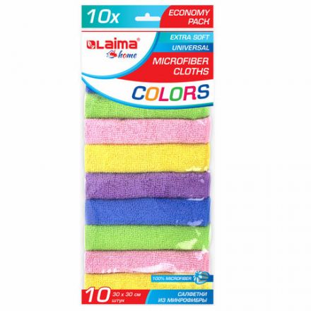 Салфетки из МИКРОФИБРЫ 30х30 см MULTI COLOUR, big pack, КОМПЛЕКТ 10 шт., 180 г/м2, LAIMA HOME, 607794 Салфетки из МИКРОФИБРЫ 30х30 см MULTI COLOUR, big pack, КОМПЛЕКТ 10 шт., 180 г/м2, LAIMA HOME, 607794