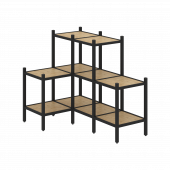 Loft Угловой внутренний стеллаж наборный VR.L-37 Тиквуд светлый/Чёрный металл 862*1278*1047 Loft Угловой внутренний стеллаж наборный VR.L-37 Тиквуд светлый/Чёрный металл 862*1278*1047