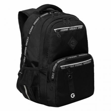 Рюкзак GRIZZLY школьный, анатомическая спинка, 2 отделения, для мальчиков, "STYLE", чёрный, 39х28х20 см, RB-454-1/1