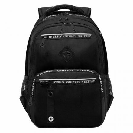 Рюкзак GRIZZLY школьный, анатомическая спинка, 2 отделения, для мальчиков, "STYLE", чёрный, 39х28х20 см, RB-454-1/1