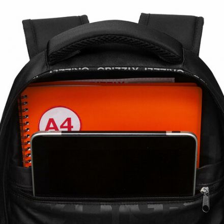 Рюкзак GRIZZLY школьный, анатомическая спинка, 2 отделения, для мальчиков, "STYLE", чёрный, 39х28х20 см, RB-454-1/1