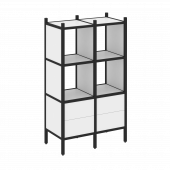 Loft Прямой стеллаж наборный VR.L-03 Белый бриллиант/Чёрный металл 862*446*1458 Loft Прямой стеллаж наборный VR.L-03 Белый бриллиант/Чёрный металл 862*446*1458