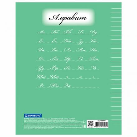 Тетрадь 18 л. BRAUBERG ЭКО "5-КА", линия, обложка картон 170 г/м2, ЗЕЛЕНАЯ, 402989 Тетрадь 18 л. BRAUBERG ЭКО "5-КА", линия, обложка картон 170 г/м2, ЗЕЛЕНАЯ, 402989