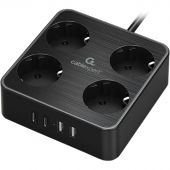 Сетевой фильтр Cablexpert Plate 4р/2м, 10А, 2xUSB, черный(PLT-4-C2U2-B-2)