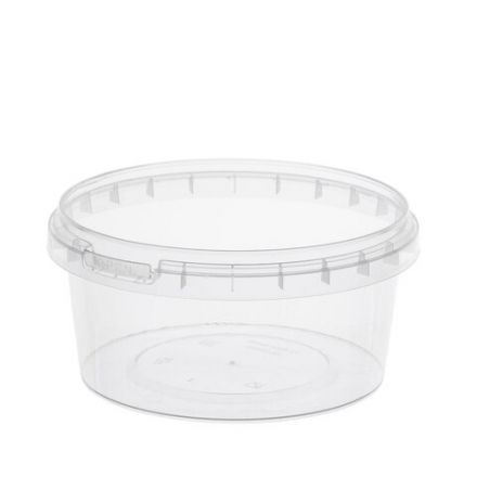 Банка с крышкой 500 мл, пластиковая под пресервы с контрольным замком, диаметр 122 мм, ВЗЛП, 1215КП