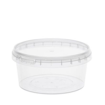 Банка с крышкой 500 мл, пластиковая под пресервы с контрольным замком, диаметр 122 мм, ВЗЛП, 1215КП