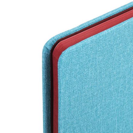 Блокнот А5 (148х218 мм), BRAUBERG "DUO", под кожу с резинкой 80 л., клетка, красный/бирюзовый, 113431