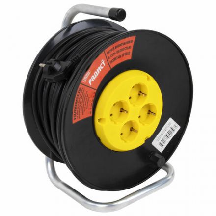 Удлинитель на катушке РБК16-270-005, 4 розетки с заземлением, 50 м, 3х1,5 мм, 3500 Вт, 2395