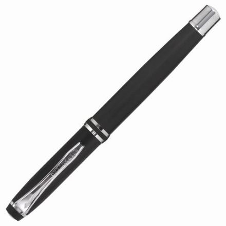 Набор ручек подарочных BRAUBERG Duetto, СИНИЕ, 2 шт.: шариковая, перьевая, черный с хромированными деталями, 143478