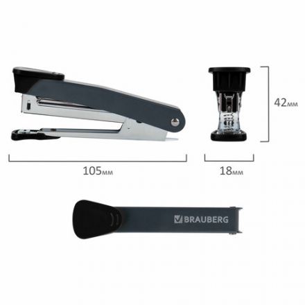 Степлер №10 металлический BRAUBERG "UNIVERSAL GT", до 16 листов, с антистеплером, черный, 272750