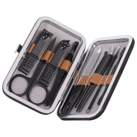 Универсальный набор для маникюра и педикюра 9 в 1 в футляре, MINI, черный, WBZ (ВБЗ), 609491