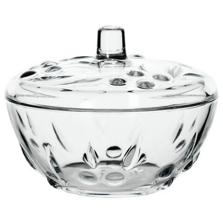 Сахарница, с крышкой, диаметр 140 мм, фактурное стекло, PASABAHCE "ПЕРЛА", фирменная подарочная упаковка, 97236