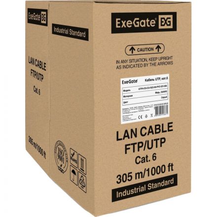 Кабель ExeGateUTP4-C6-CU-S23-IN-PVC-GY-305-FLUKE UTP
