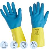 Перчатки Manipula Specialist Союз LN-F-05 из неопрена и латекса синие/желтые (размер 9, L)