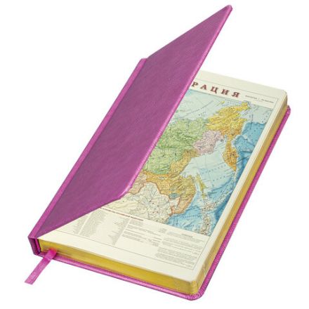 Ежедневник недатированный А5, 138х213 мм, BRAUBERG "Iguana", под кожу, 160 л., лиловый, 114456