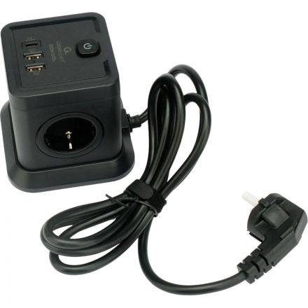 Сетевой фильтр Cablexpert Tower 4р/2м, 10А, 2хUSB, черный(TWR-4-CU2-B-2)