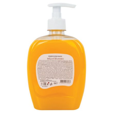 Мыло-крем жидкое 500 г ЗОЛОТОЙ ИДЕАЛ "Мед и молоко", дозатор, 606787 Мыло-крем жидкое 500 г ЗОЛОТОЙ ИДЕАЛ "Мед и молоко", дозатор, 606787