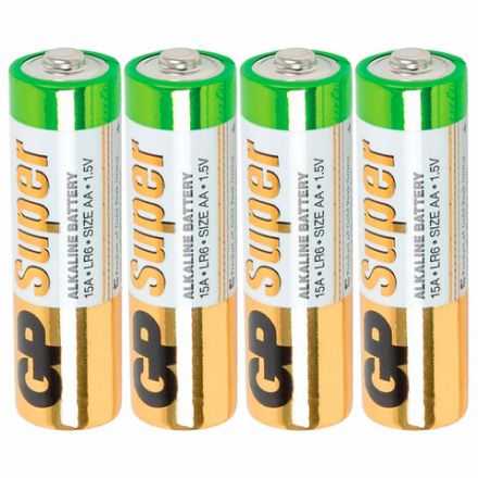 Батарейки КОМПЛЕКТ 4 шт., GP Super G-Tech, AA (LR6, 15А), алкалиновые, пальчиковые, блистер, 15A-2CR4