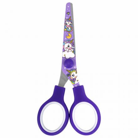 Ножницы 130 мм сиреневые, с цветной печатью "Единороги", закругленные, BRAUBERG KIDS, 238350 Ножницы 130 мм сиреневые, с цветной печатью "Единороги", закругленные, BRAUBERG KIDS, 238350