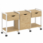 Loft Тумба на колесных опорах наборная. Вариант №6 VR.L-TN-6.K Тиквуд светлый/Белый металл 1440*460*767