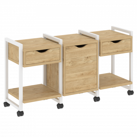 Loft Тумба на колесных опорах наборная. Вариант №6 VR.L-TN-6.K Тиквуд светлый/Белый металл 1440*460*767 Loft Тумба на колесных опорах наборная. Вариант №6 VR.L-TN-6.K Тиквуд светлый/Белый металл 1440*460*767