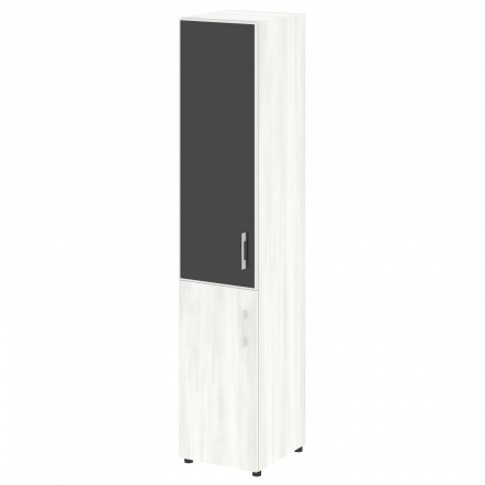 Yalta Шкаф узкий LT.SU-1.2 R (L) black Снежная патина/Стекло black 400*450*1987