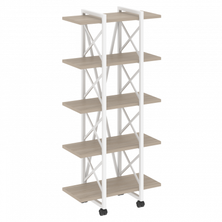 Loft Стеллаж на колесных опорах-5 полок VR.L-MST.K-5.4V Дуб аттик/Белый металл 800*400*1704