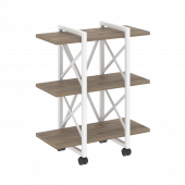 Loft Стеллаж на колесных опорах-3 полки VR.L-MST.K-3.4V Тиквуд тёмный/Белый металл 800*400*968