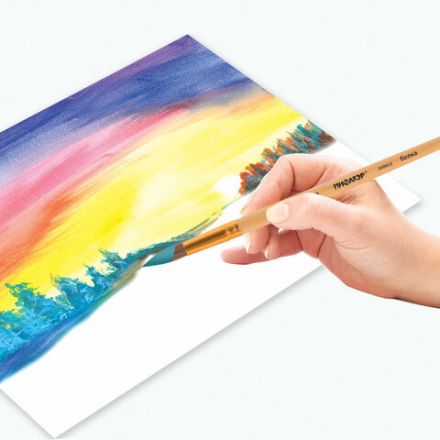 Кисть ПИФАГОР, БЕЛКА, круглая, № 8, деревянная лакированная ручка, с колпачком, пакет с подвесом, 200822