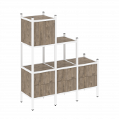 Loft Прямой стеллаж наборный VR.L-12 Тиквуд тёмный/Белый металл 1278*446*1458