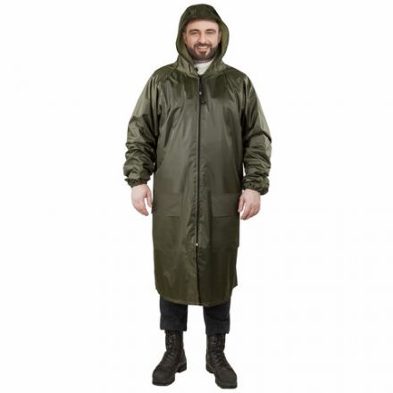 Дождевик-плащ хаки С КАРМАНАМИ многоразовый на молнии, размер 52-54, рост 170-176, ГРАНДМАСТЕР, 610883 Дождевик-плащ хаки С КАРМАНАМИ многоразовый на молнии, размер 52-54, рост 170-176, ГРАНДМАСТЕР, 610883