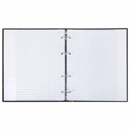 Тетрадь на кольцах А5 175х215 мм, 120 л., твердый картон, клетка, BRAUBERG "Minimal black", 404713