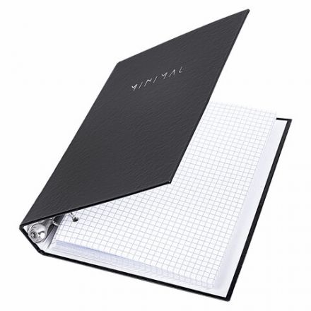 Тетрадь на кольцах А5 175х215 мм, 120 л., твердый картон, клетка, BRAUBERG "Minimal black", 404713