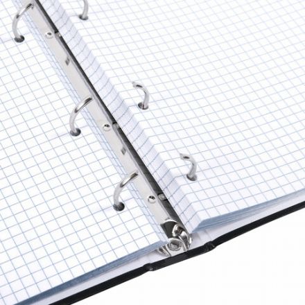 Тетрадь на кольцах А5 175х215 мм, 120 л., твердый картон, клетка, BRAUBERG "Minimal black", 404713