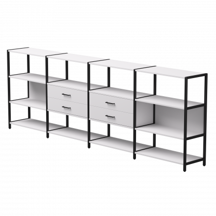 Набор стеллажных систем №4 Everprof EVO 3245x385x1120 Белый/Черный