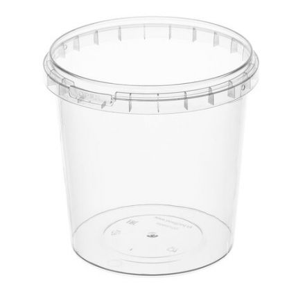 Банка с крышкой 1000 мл, пластиковая, под пресервы, с контрольным замком, диаметр 122 мм, ВЗЛП, 1217КП