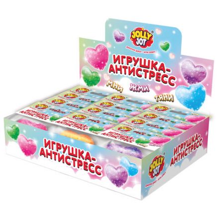 Игрушка-антистресс "СТЕКЛЯННОЕ СЕРДЦЕ", 5 см, ассорти 4 цвета, дисплей, JOLLY JOT (ДЖОЛЛИ ДЖОТ), 665808