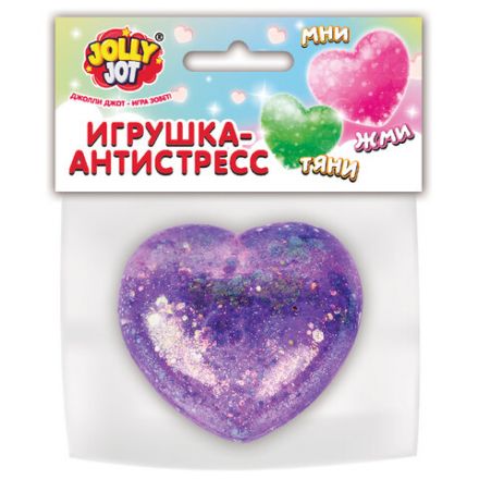 Игрушка-антистресс "СТЕКЛЯННОЕ СЕРДЦЕ", 5 см, ассорти 4 цвета, дисплей, JOLLY JOT (ДЖОЛЛИ ДЖОТ), 665808