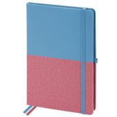 Блокнот А5 (148х218 мм), BRAUBERG "DUO", под кожу с резинкой, 80 л., клетка, голубой/розовый, 113432