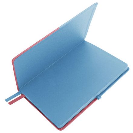 Блокнот А5 (148х218 мм), BRAUBERG "DUO", под кожу с резинкой, 80 л., клетка, голубой/розовый, 113432