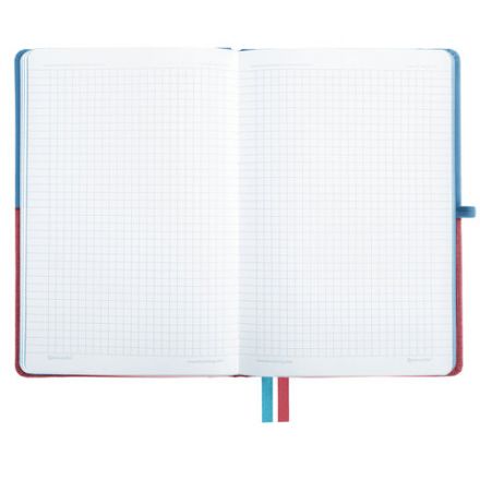 Блокнот А5 (148х218 мм), BRAUBERG "DUO", под кожу с резинкой, 80 л., клетка, голубой/розовый, 113432