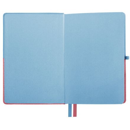 Блокнот А5 (148х218 мм), BRAUBERG "DUO", под кожу с резинкой, 80 л., клетка, голубой/розовый, 113432