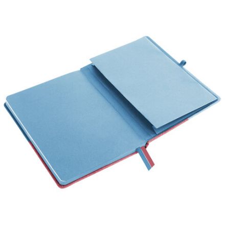 Блокнот А5 (148х218 мм), BRAUBERG "DUO", под кожу с резинкой, 80 л., клетка, голубой/розовый, 113432