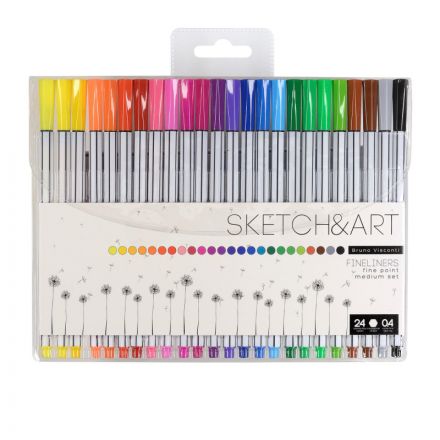 Набор линеров для скетчинга SKETCH&ART В ПВХ кармане 0.4 мм 24 цв 36-0013 Набор линеров для скетчинга SKETCH&ART В ПВХ кармане 0.4 мм 24 цв 36-0013