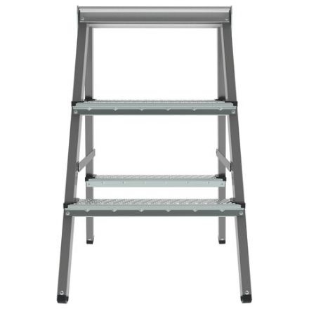 Стремянка стальная двухсторонняя 2х3 ступени, высота площадки 0,66м, алюминиевая площадка 35х16см, до 150кг, вес 4,2кг НОВАЯ ВЫСОТА, 1160203