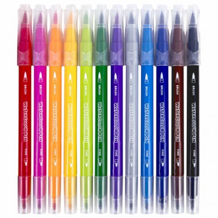 Фломастеры двусторонние с кистью 12 цветов (кисть/классический), СУПЕРКЕЙС, BRAUBERG KIDS, 152188 Фломастеры двусторонние с кистью 12 цветов (кисть/классический), СУПЕРКЕЙС, BRAUBERG KIDS, 152188