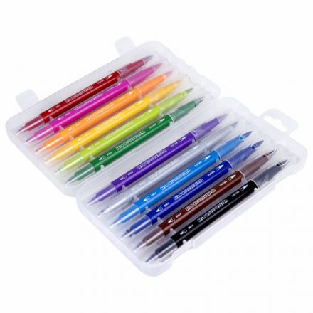 Фломастеры двусторонние с кистью 12 цветов (кисть/классический), СУПЕРКЕЙС, BRAUBERG KIDS, 152188 Фломастеры двусторонние с кистью 12 цветов (кисть/классический), СУПЕРКЕЙС, BRAUBERG KIDS, 152188