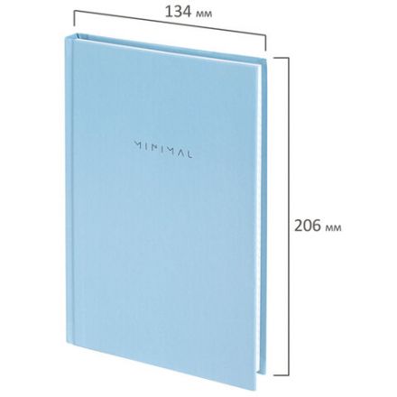 Блокнот А5 134х206 мм, 80 л., твёрдый, клетка, BRAUBERG "Minimal", голубой, 116442