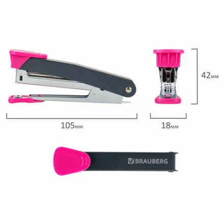 Степлер №10 металлический BRAUBERG "UNIVERSAL GT", до 16 листов,с антистеплером, красный, 272751