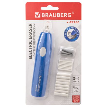 Ластик электрический BRAUBERG "X-ERASE", питание от 2 батареек ААА, + 16 сменных ластиков, 229608 Ластик электрический BRAUBERG "X-ERASE", питание от 2 батареек ААА, + 16 сменных ластиков, 229608